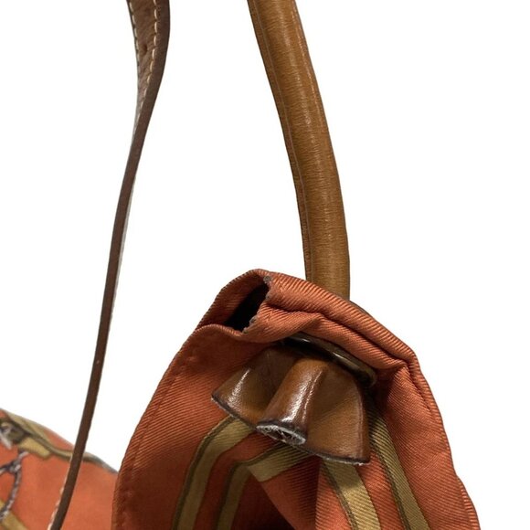 Auth HERMES Silky City PM - Orange Beige Multi Silk Veau Barenia Square M - Picture 12 of 16